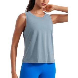 CRZ YOGA Women’s Pima Cotton Sleeveless Loose Tank Tops Exercise Gym Yoga Tops Athletic Shirts(Belgian Blue)