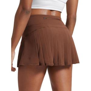CRZ YOGA Women’s Quick Dry Pleated Tennis Skirts Mid Waisted Cute Athletic Workout Running Sports Golf Skorts Volleyball(Coffee Brown)