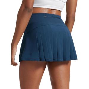 CRZ YOGA Women’s Quick Dry Pleated Tennis Skirts Mid Waisted Cute Athletic Workout Running Sports Golf Skorts Volleyball(French Navy)