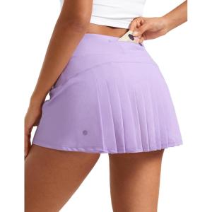 CRZ YOGA Women’s Quick Dry Pleated Tennis Skirts Mid Waisted Cute Athletic Workout Running Sports Golf Skorts Volleyball(Lilac)