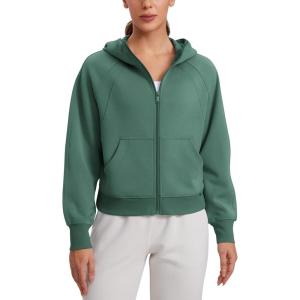 CRZ YOGA Womens SoftAura Full Zip Up Hoodie Workout Casual Hooded Sweatshirt Long Sleeve Athletic Jacket(Dark Forest Green)
