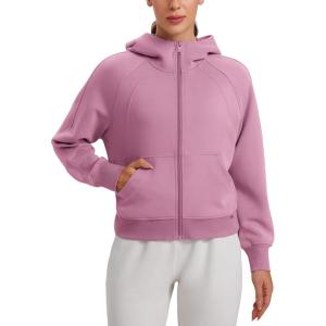 CRZ YOGA Womens SoftAura Full Zip Up Hoodie Workout Casual Hooded Sweatshirt Long Sleeve Athletic Jacket(Velvet Dust)