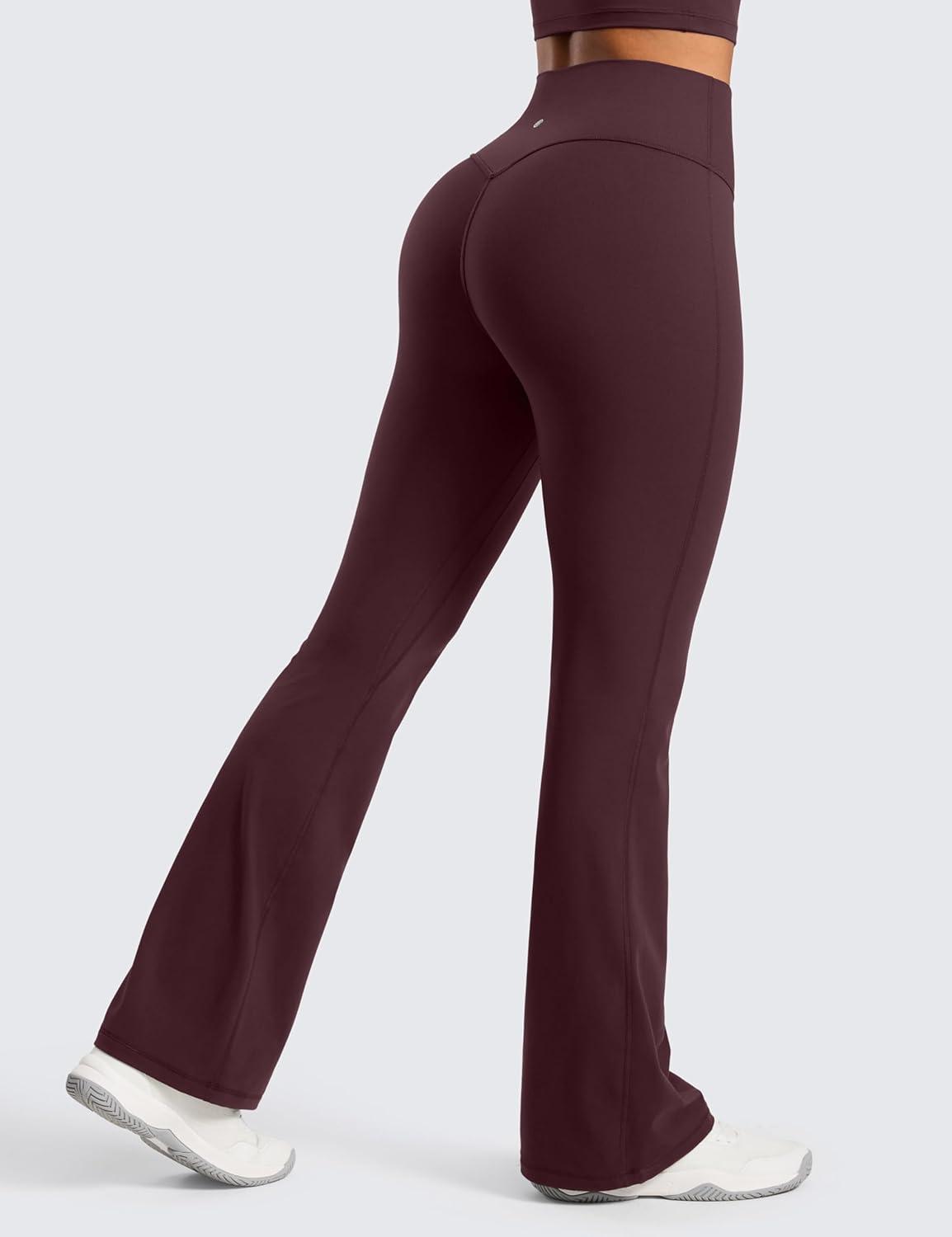 imageCRZ YOGA Secretsculpt Butterlift Flare Leggings 31quot No Front Seam High Waist Bootcut Yoga Pants Booty Scrunch ButtRipe Plum
