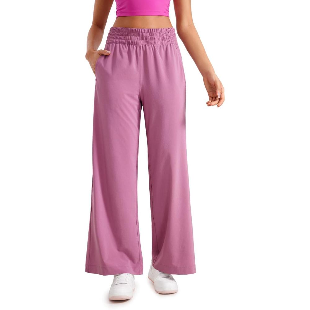 imageCRZ YOGA Lightweight Wide Leg Pants for Women 30quot High Waisted Casual Lounge Travel Work Sweatpants Loose Fit SummerVelvet Dust