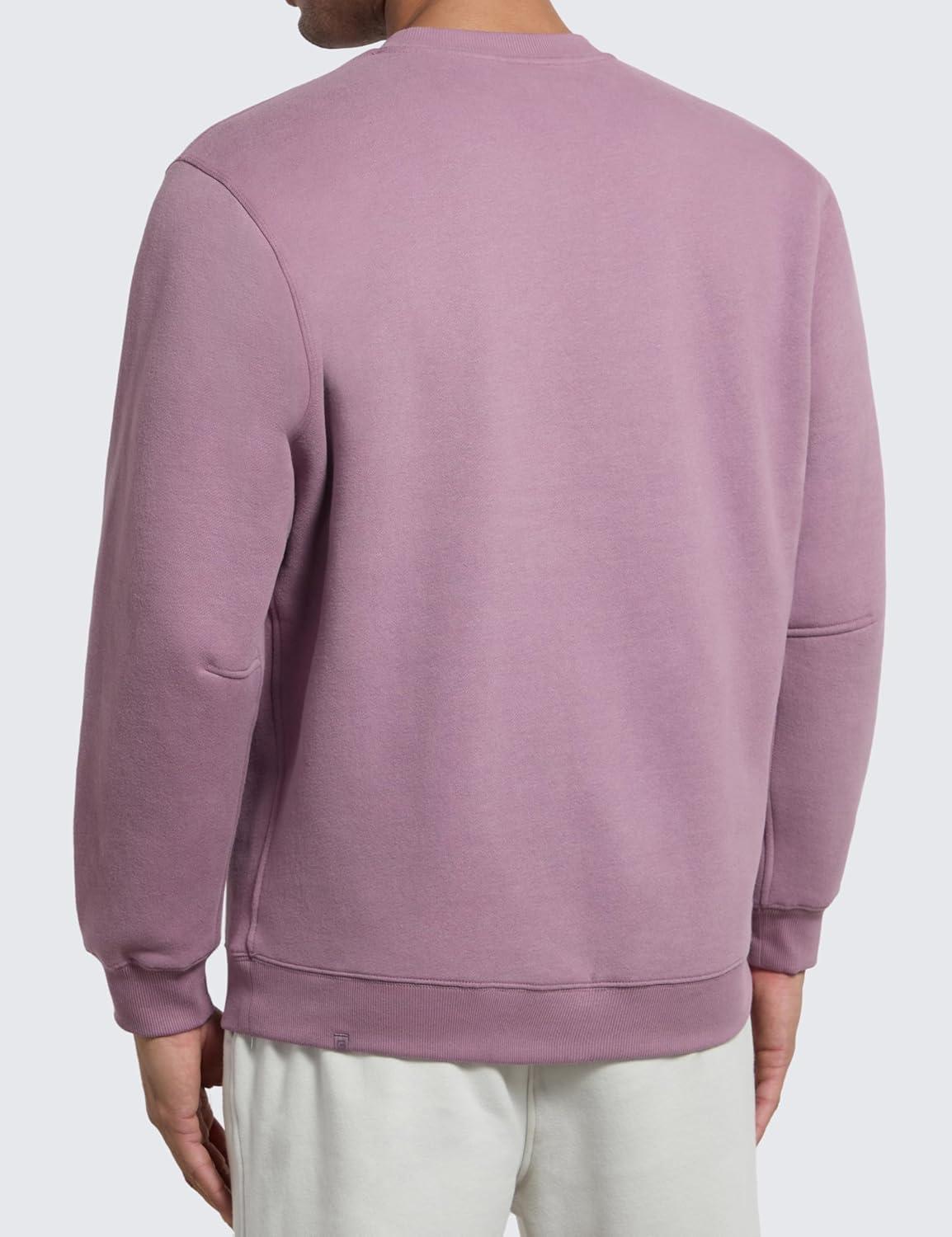 imageCRZ YOGA Cotton Fleece Lined Pullover Sweatshirts for Men Crewneck Cozy Casual Athletic Daily Workout Sweat Shirt TopsLight Lavender