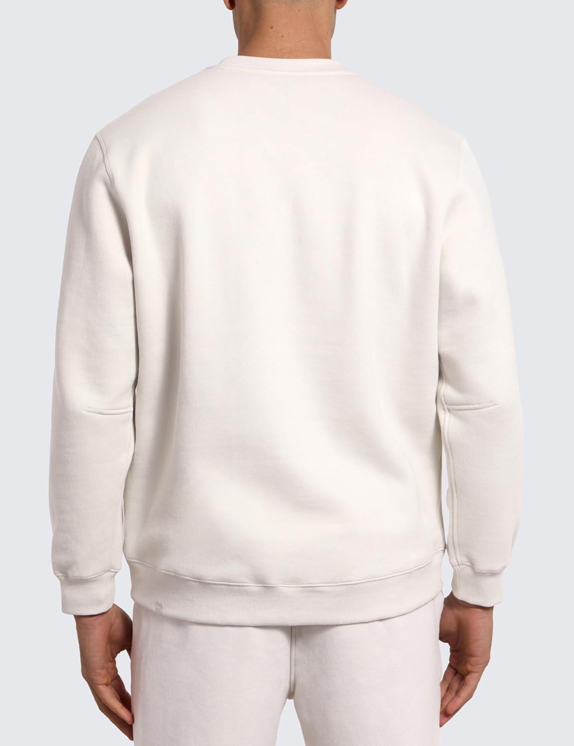 imageCRZ YOGA Cotton Fleece Lined Pullover Sweatshirts for Men Crewneck Cozy Casual Athletic Daily Workout Sweat Shirt TopsMilky White