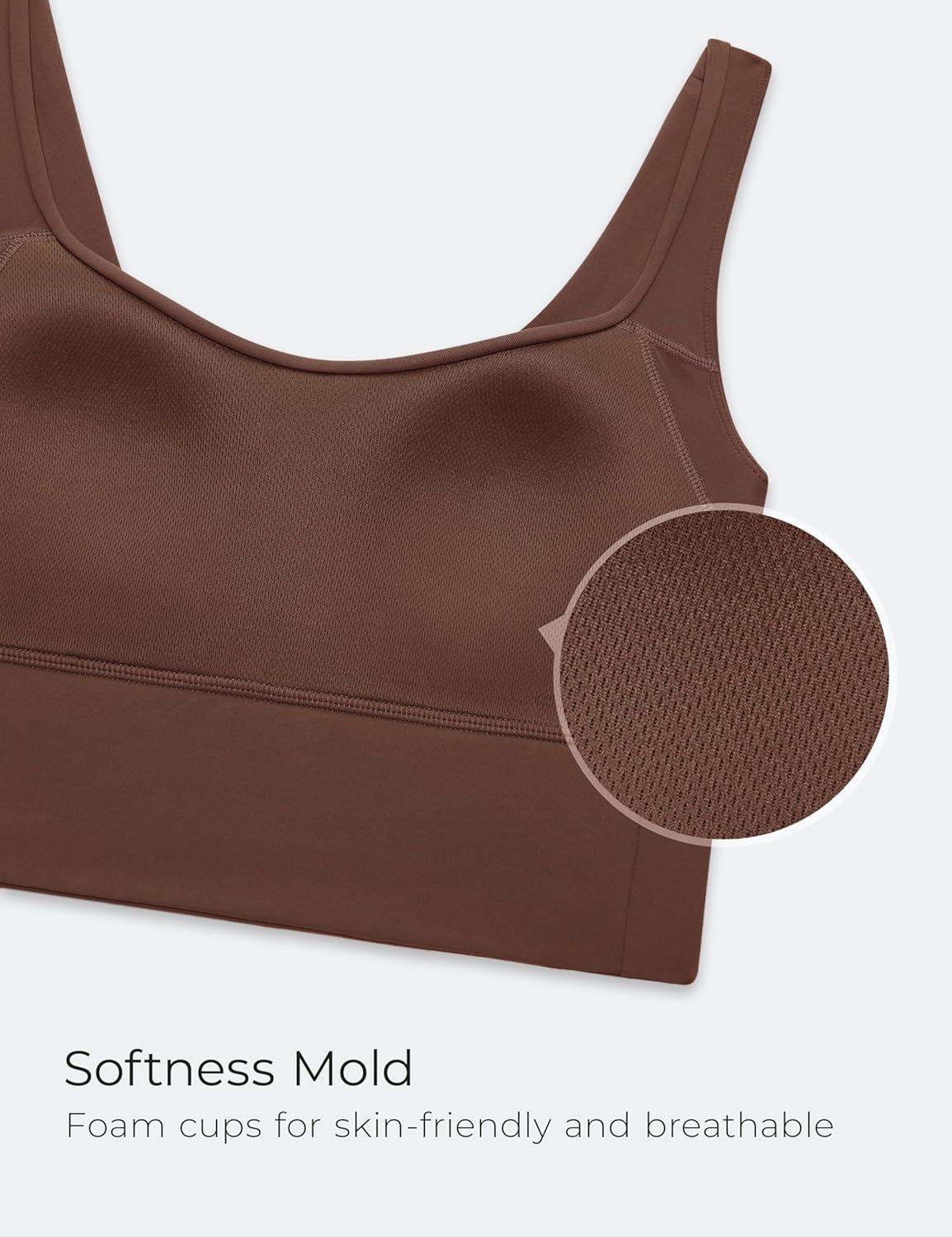 imageCRZ YOGA Softness Mold Butterluxe Longline Sports Bras for Women Molded Cup V Neck Yoga Clothes Workout Crop Tank TopCoffee Brown