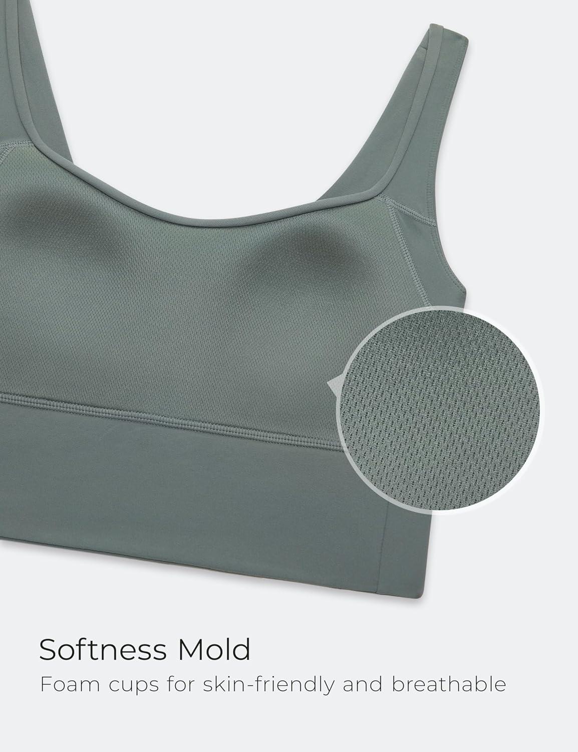 imageCRZ YOGA Softness Mold Butterluxe Longline Sports Bras for Women Molded Cup V Neck Yoga Clothes Workout Crop Tank TopGrey Sage