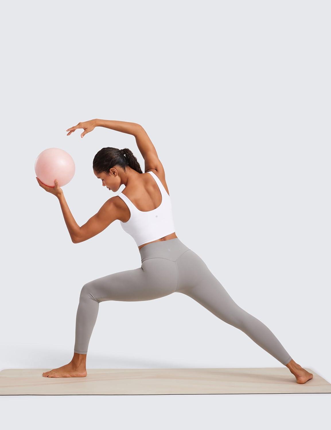 imageCRZ YOGA Softness Mold Butterluxe Longline Sports Bras for Women Molded Cup V Neck Yoga Clothes Workout Crop Tank TopWhite