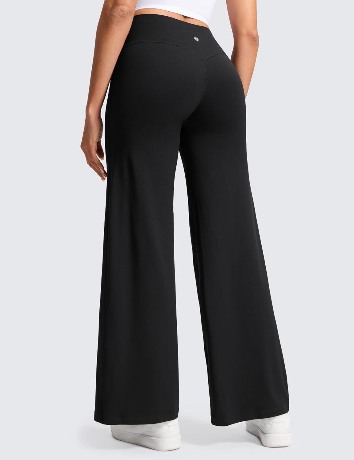 imageCRZ YOGA Softretch No Front Seam Wide Leg Pants 30quot for Women High Waisted Yoga Lounge Buttery Soft Comfy CasualBlack