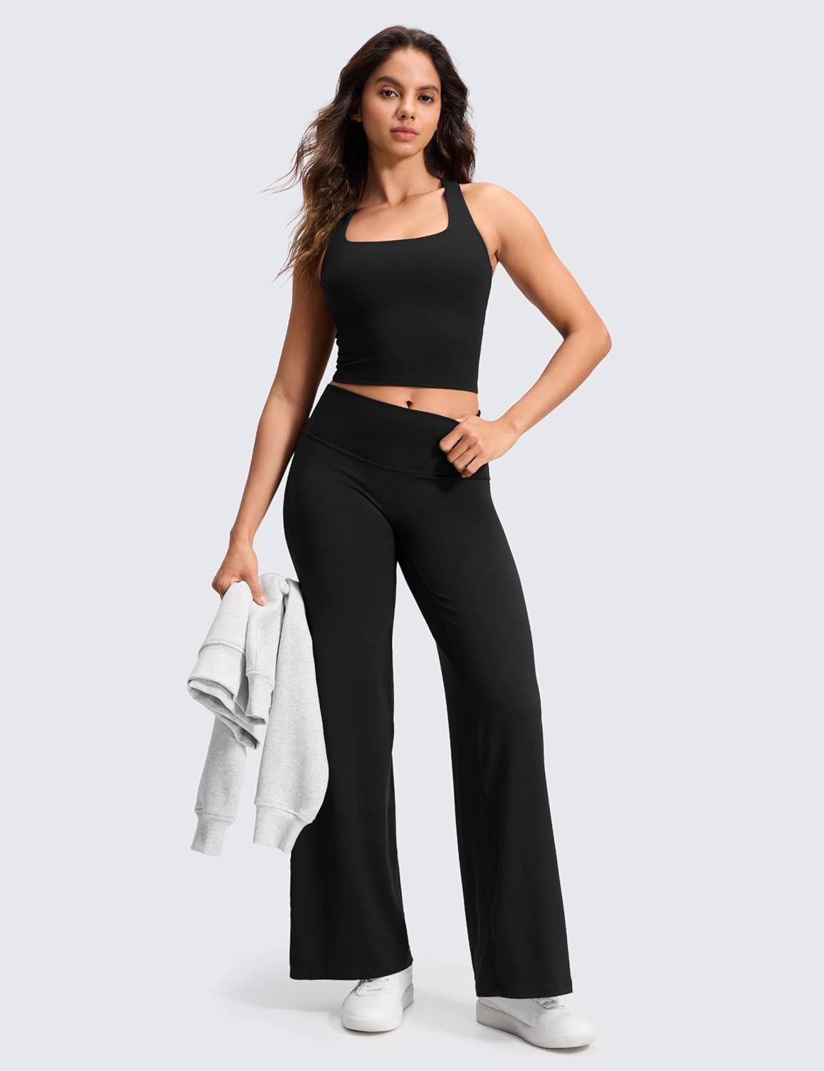 imageCRZ YOGA Softretch No Front Seam Wide Leg Pants 30quot for Women High Waisted Yoga Lounge Buttery Soft Comfy CasualBlack
