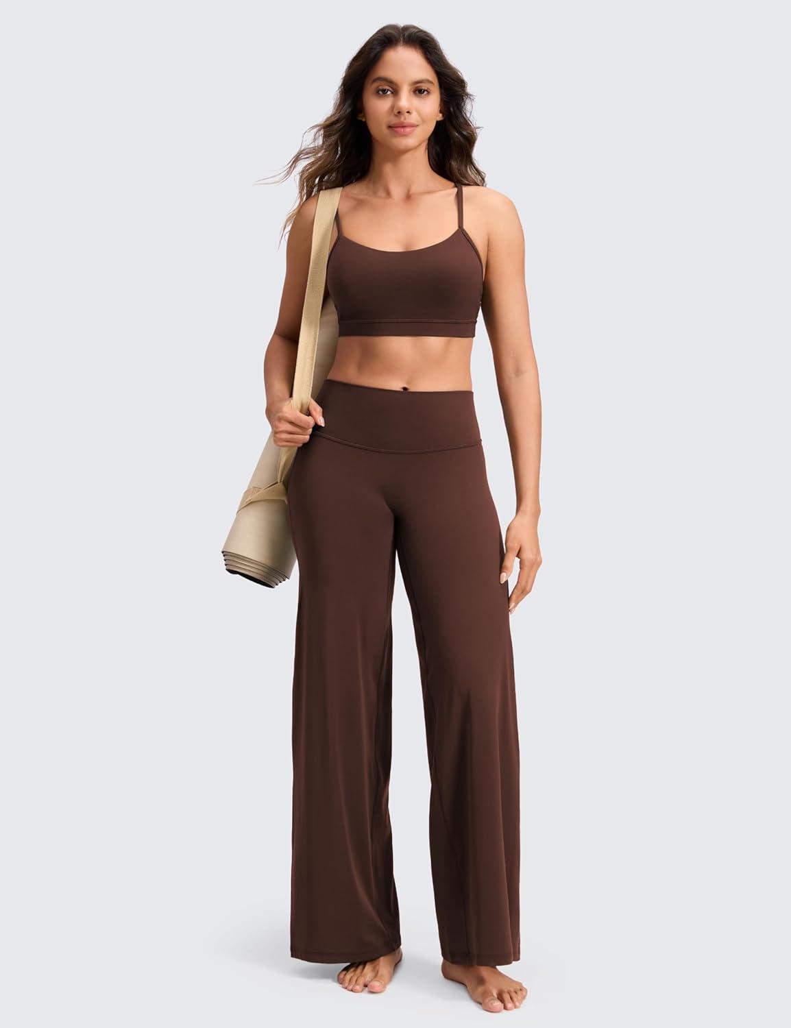 imageCRZ YOGA Softretch No Front Seam Wide Leg Pants 30quot for Women High Waisted Yoga Lounge Buttery Soft Comfy CasualLava Brown