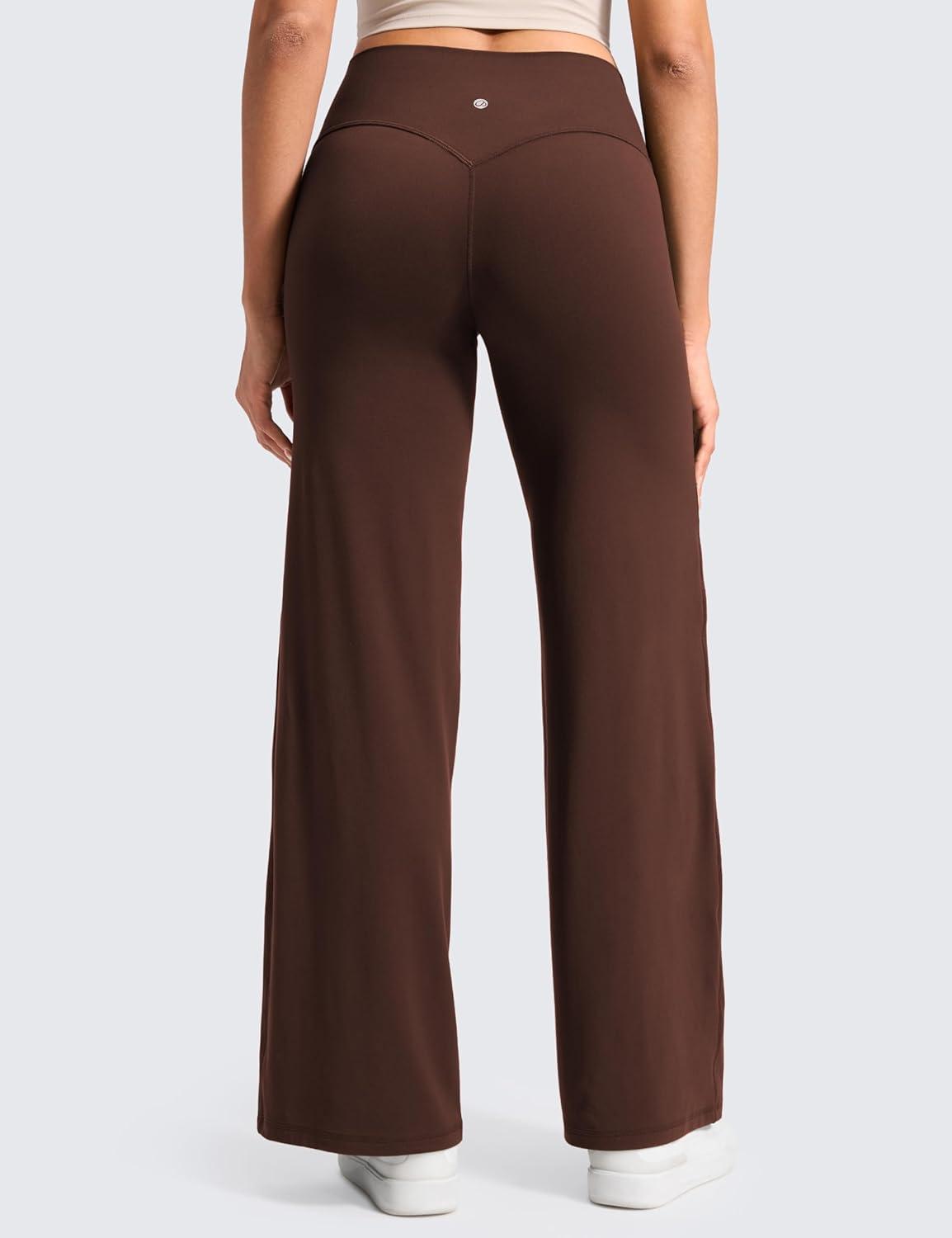 imageCRZ YOGA Softretch No Front Seam Wide Leg Pants 30quot for Women High Waisted Yoga Lounge Buttery Soft Comfy CasualLava Brown