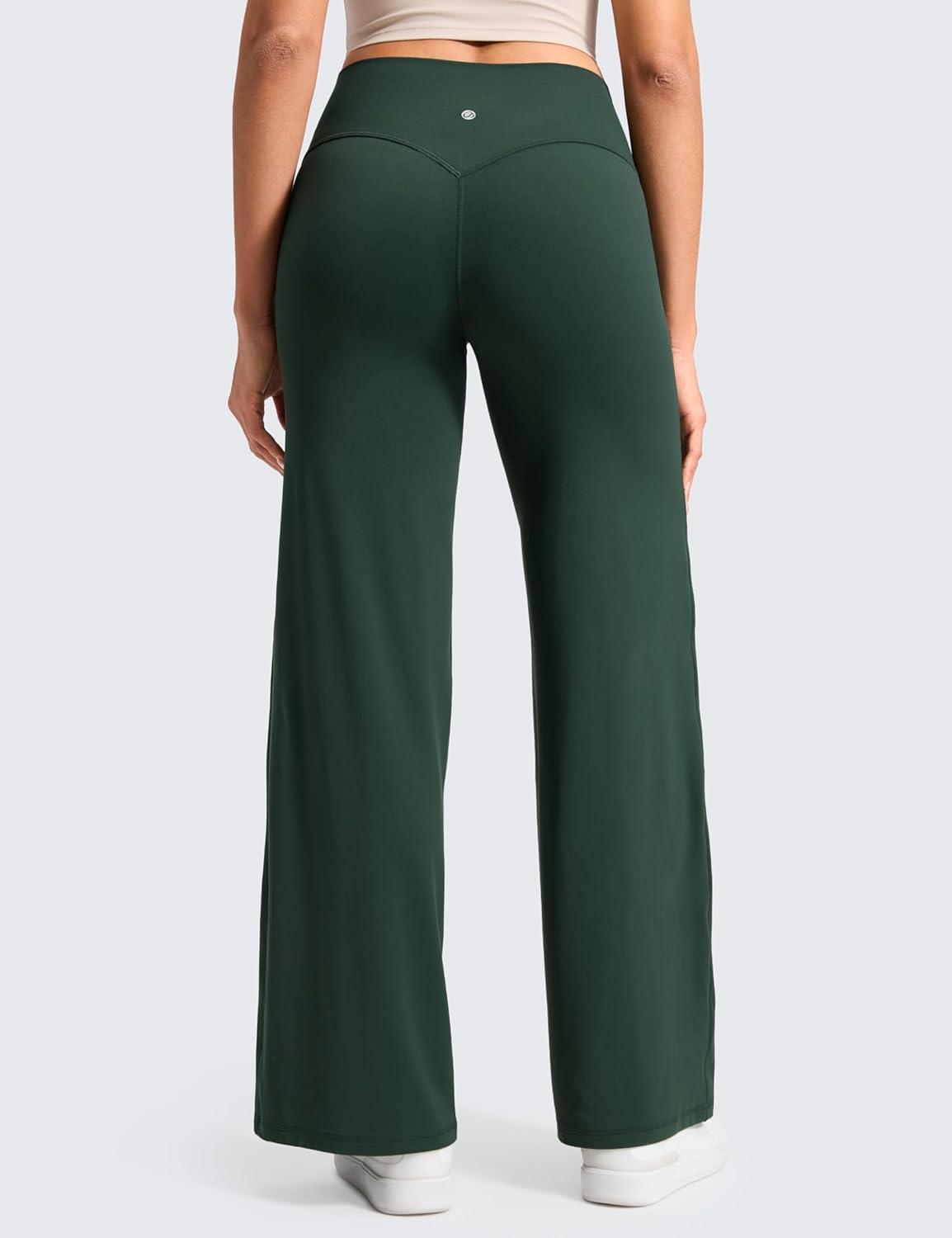 imageCRZ YOGA Softretch No Front Seam Wide Leg Pants 30quot for Women High Waisted Yoga Lounge Buttery Soft Comfy CasualLegend Green