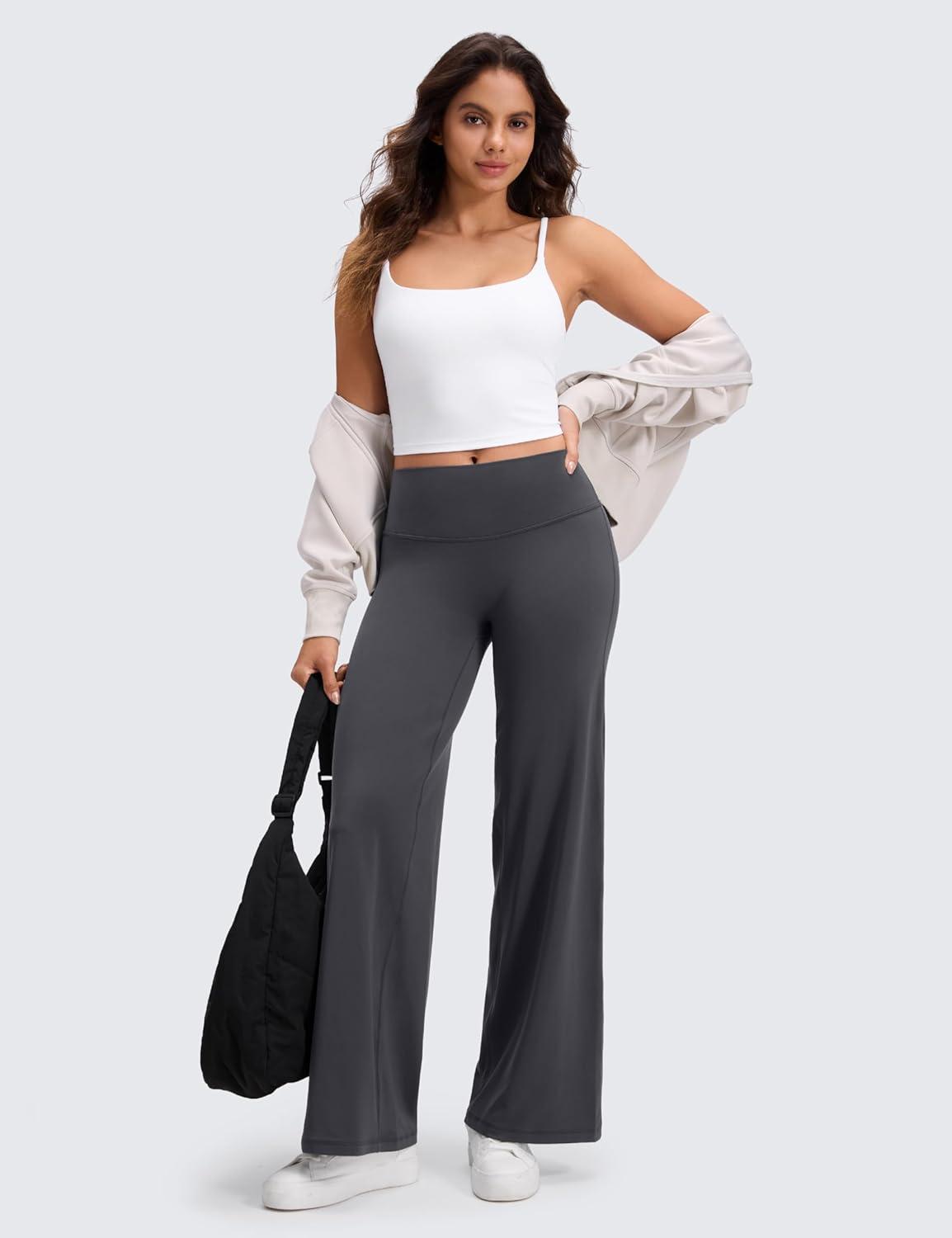 imageCRZ YOGA Softretch No Front Seam Wide Leg Pants 30quot for Women High Waisted Yoga Lounge Buttery Soft Comfy CasualMysterious Grey