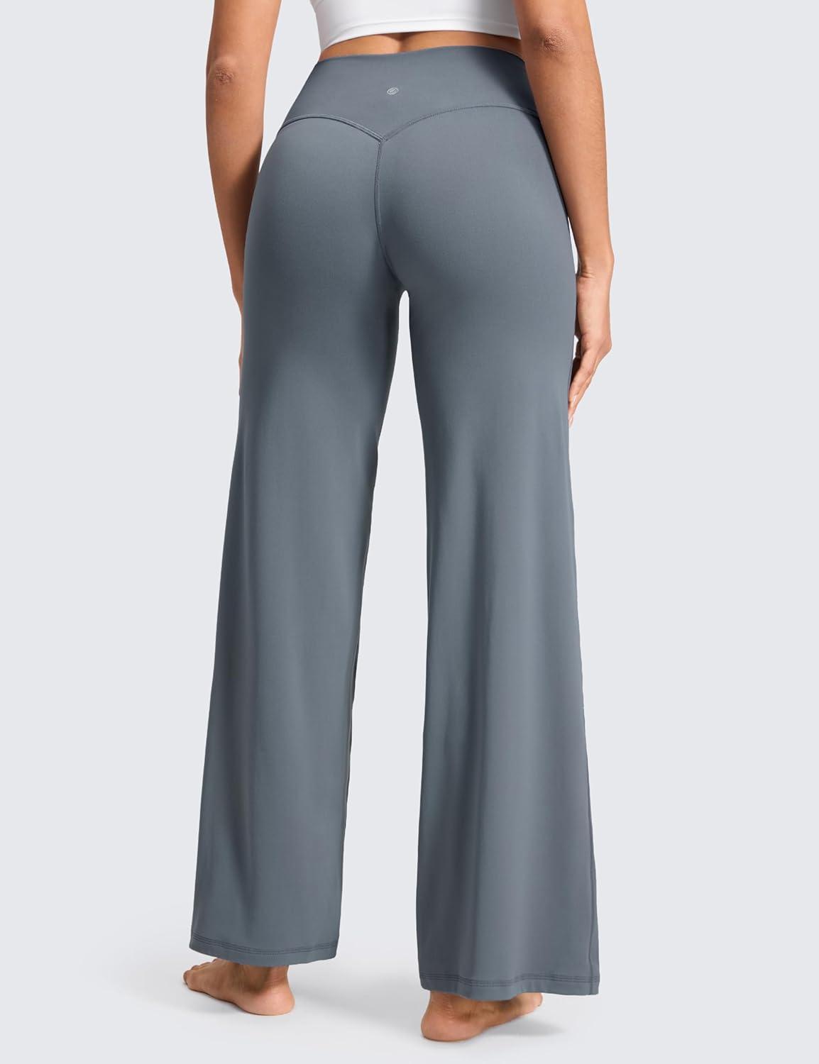 imageCRZ YOGA Softretch No Front Seam Wide Leg Pants 30quot for Women High Waisted Yoga Lounge Buttery Soft Comfy CasualSolar Grey