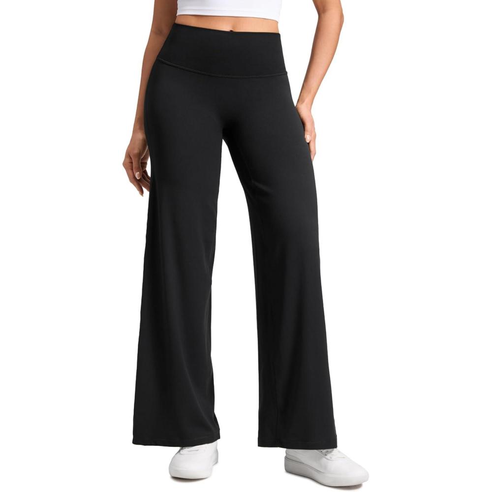 imageCRZ YOGA Softretch No Front Seam Wide Leg Pants 30quot for Women High Waisted Yoga Lounge Buttery Soft Comfy CasualBlack