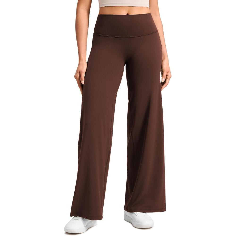 imageCRZ YOGA Softretch No Front Seam Wide Leg Pants 30quot for Women High Waisted Yoga Lounge Buttery Soft Comfy CasualLava Brown