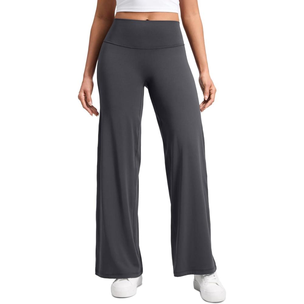 imageCRZ YOGA Softretch No Front Seam Wide Leg Pants 30quot for Women High Waisted Yoga Lounge Buttery Soft Comfy CasualMysterious Grey