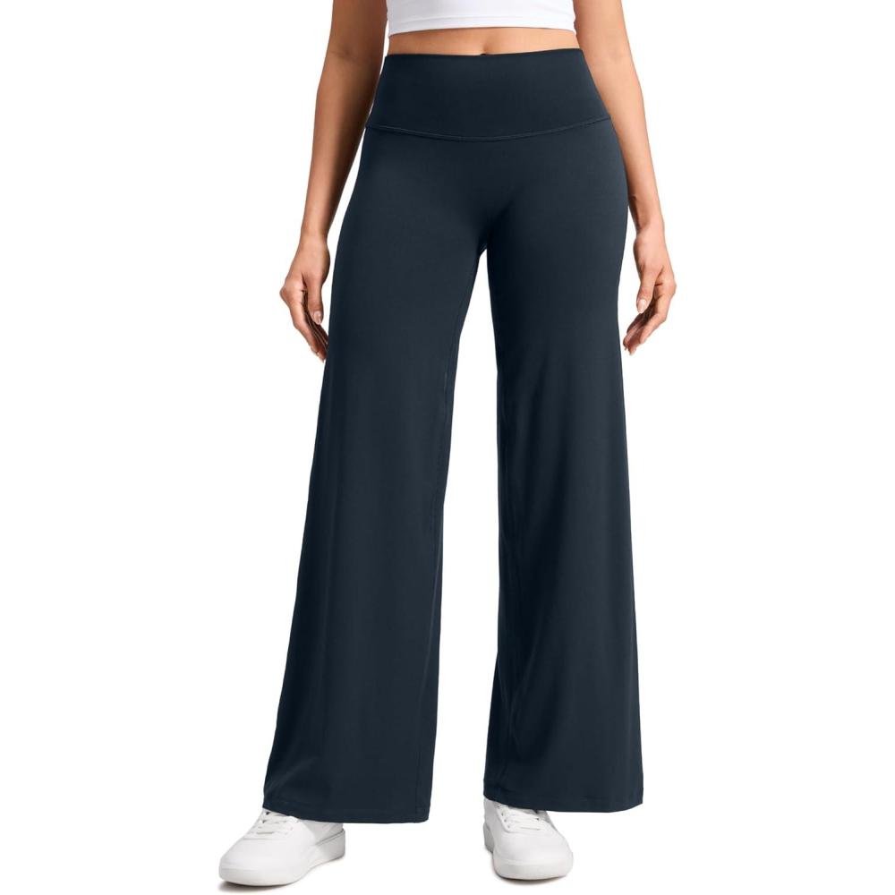 imageCRZ YOGA Softretch No Front Seam Wide Leg Pants 30quot for Women High Waisted Yoga Lounge Buttery Soft Comfy CasualTrue Navy