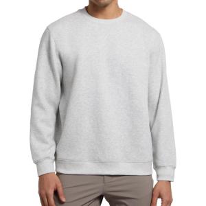 CRZ YOGA Cotton Fleece Lined Pullover Sweatshirts for Men – Crewneck Cozy Casual Athletic Daily Workout Sweat Shirt Tops(Dove Grey Heather)