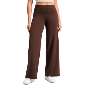 CRZ YOGA Softretch No Front Seam Wide Leg Pants 30″ for Women – High Waisted Yoga Lounge Buttery Soft Comfy Casual(Lava Brown)