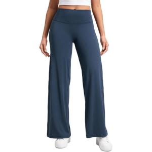 CRZ YOGA Softretch No Front Seam Wide Leg Pants 30″ for Women – High Waisted Yoga Lounge Buttery Soft Comfy Casual(Stelindigo)