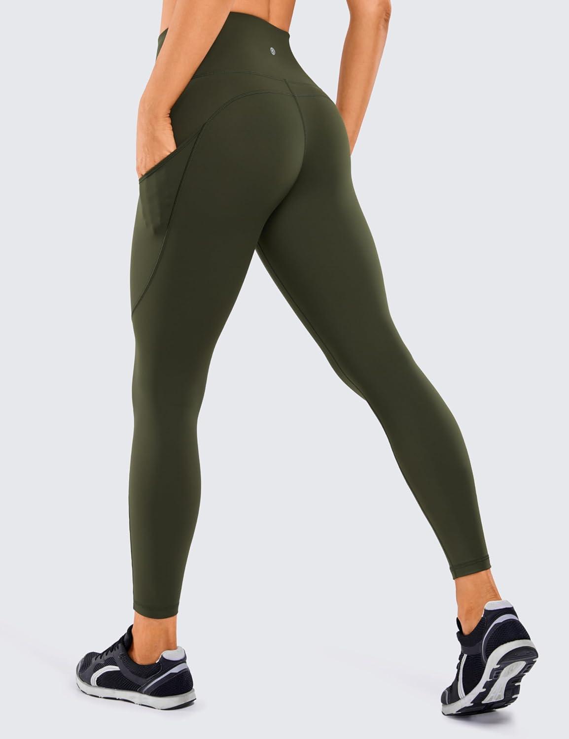 imageCRZ YOGA Naked Feeling Workout Leggings Pockets 25 High Waisted Womens Yoga Pants Running TightsOlive Green