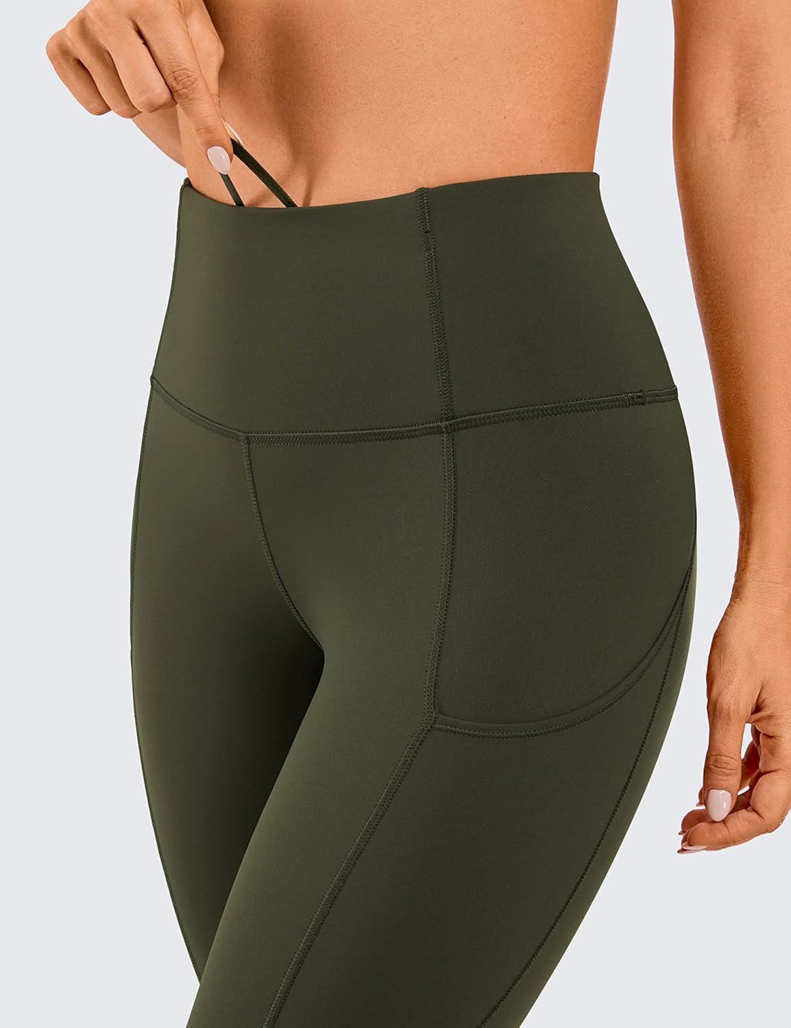 imageCRZ YOGA Naked Feeling Workout Leggings Pockets 25 High Waisted Womens Yoga Pants Running TightsOlive Green
