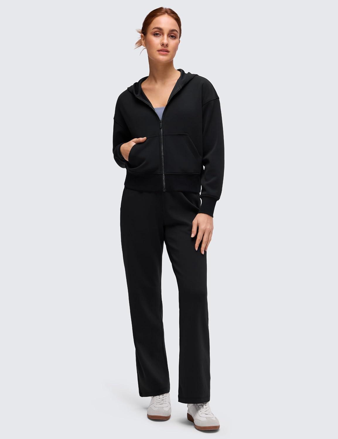 imageCRZ YOGA SoftAura Full Zip Hoodies for Women  Workout Casual Zipper Hooded Sweat Shirts with PocketsBlack