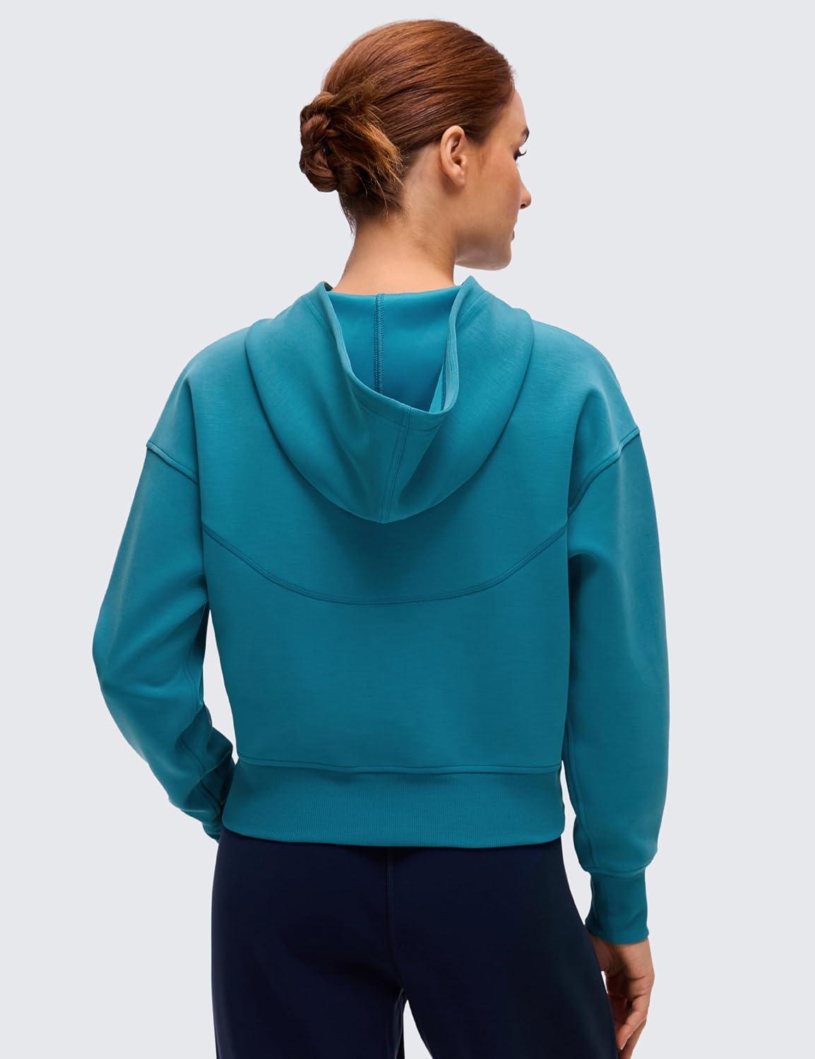 imageCRZ YOGA SoftAura Full Zip Hoodies for Women  Workout Casual Zipper Hooded Sweat Shirts with PocketsHawaiian Blue