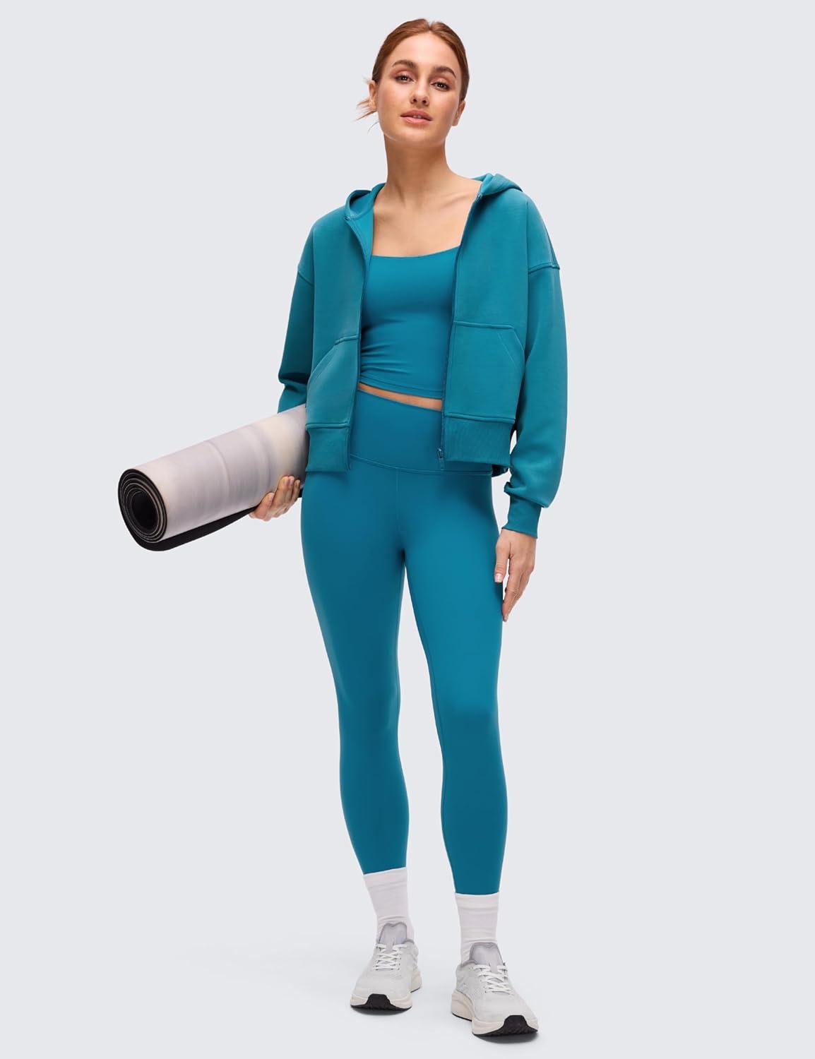 imageCRZ YOGA SoftAura Full Zip Hoodies for Women  Workout Casual Zipper Hooded Sweat Shirts with PocketsHawaiian Blue