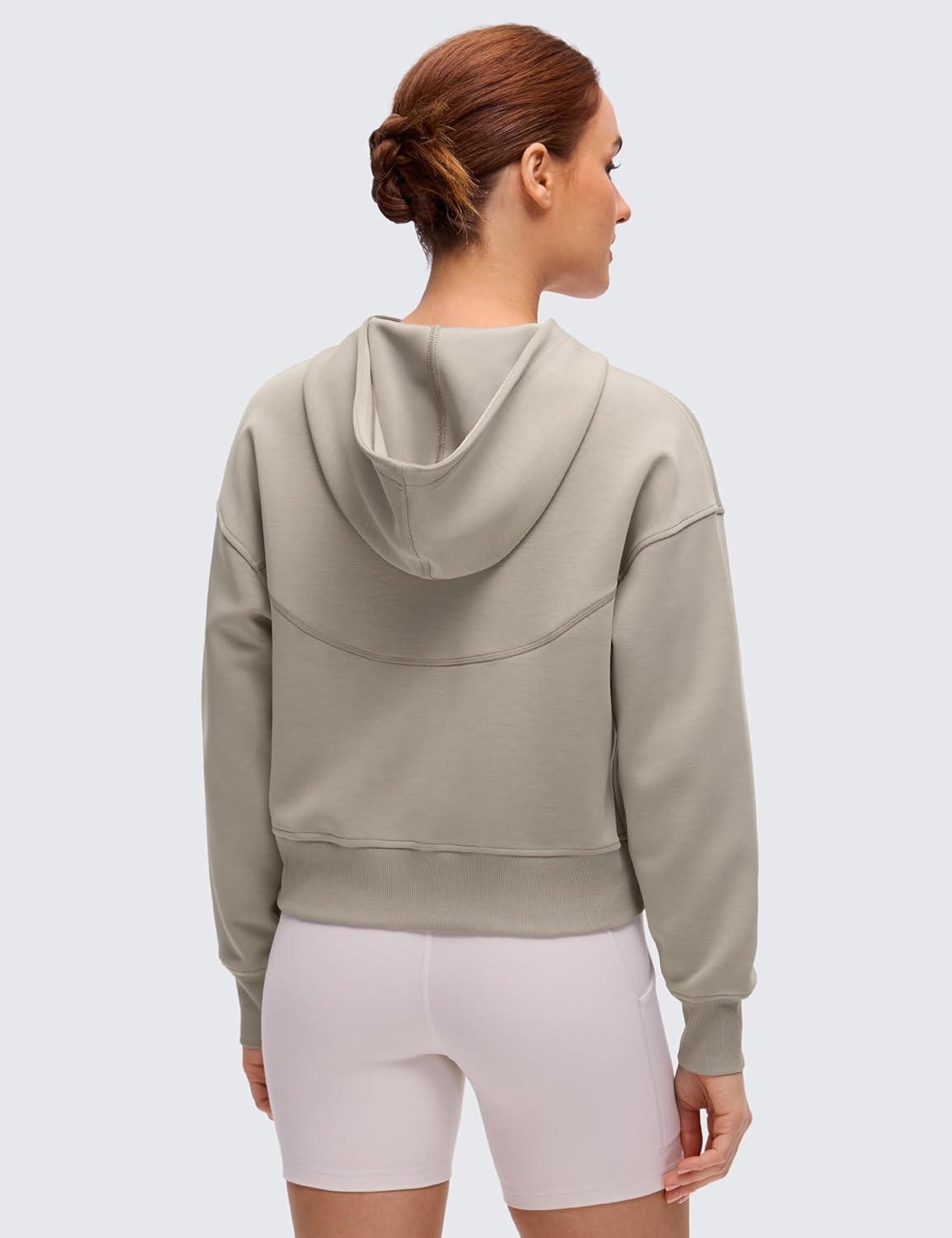 imageCRZ YOGA SoftAura Full Zip Hoodies for Women Workout Casual Zipper Hooded Sweat Shirts with PocketsStone