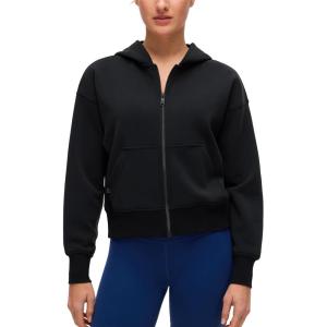 CRZ YOGA SoftAura Full Zip Hoodies for Women – Workout Casual Zipper Hooded Sweat Shirts with Pockets(Black)