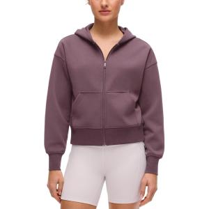 CRZ YOGA SoftAura Full Zip Hoodies for Women – Workout Casual Zipper Hooded Sweat Shirts with Pockets(Ripe Plum)