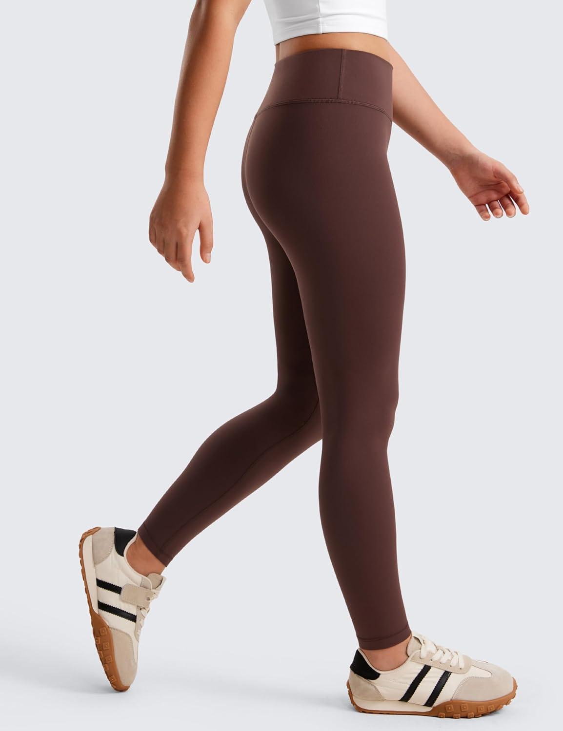 imageCRZ YOGA Girls Butterluxe Full Length Yoga Leggings Athletic Sports Casual Pants High Waist Tights Kids TeenTaupe