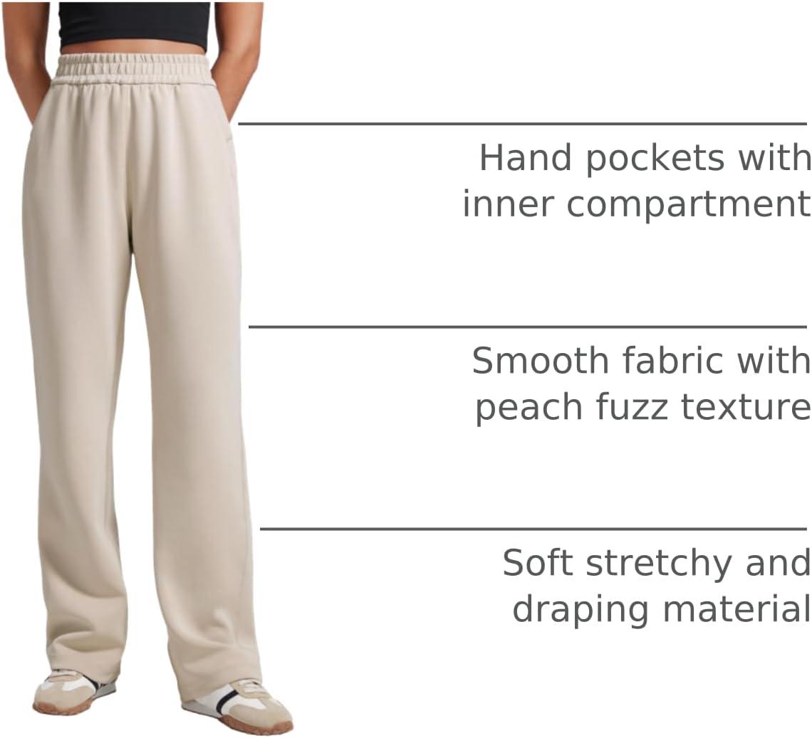 imageCRZ YOGA SoftAura Wide Leg Casual Sweatpants Women 29quot31quot Modal Lounge Travel Casual Pants with PocketsMojave Tan