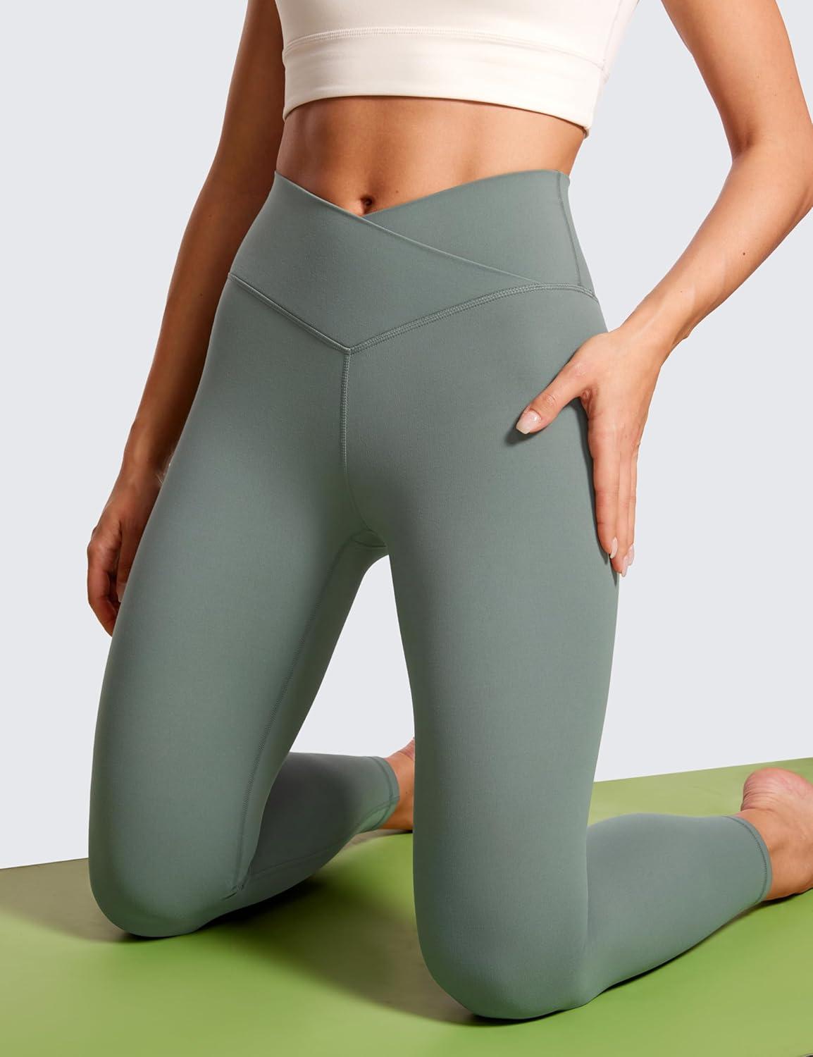 imageCRZ YOGA Butterluxe Crossover Waist Leggings 25quot V Crossover High Waisted Gym Workout Yoga WomensGrey Sage