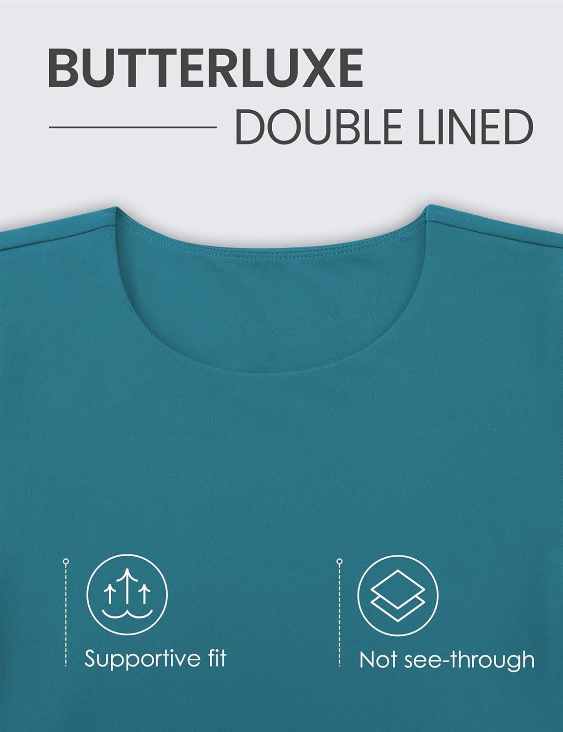 imageCRZ YOGA Womens Butterluxe Double Lined Short Sleeve Crop Tops Crew Neck Casual Workout TShirt Cute Basic TeeBorealis Green