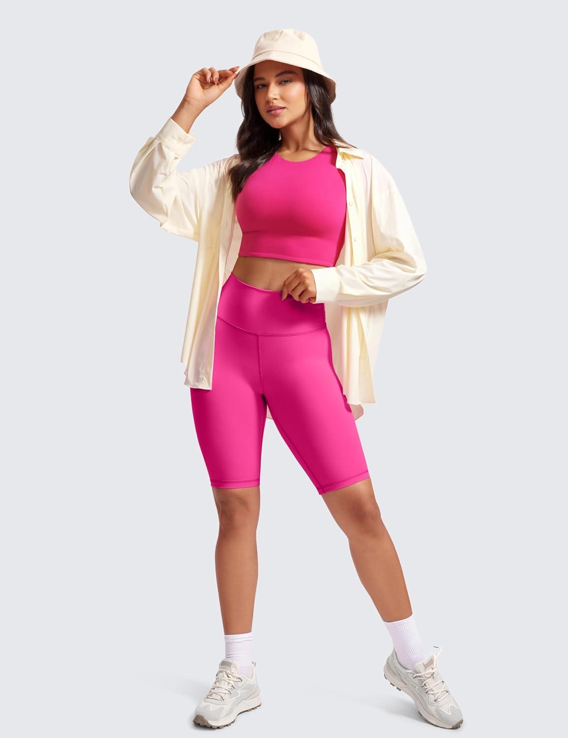 imageCRZ YOGA Womens Butterluxe Double Lined Short Sleeve Crop Tops Crew Neck Casual Workout TShirt Cute Basic TeeGranita Pink