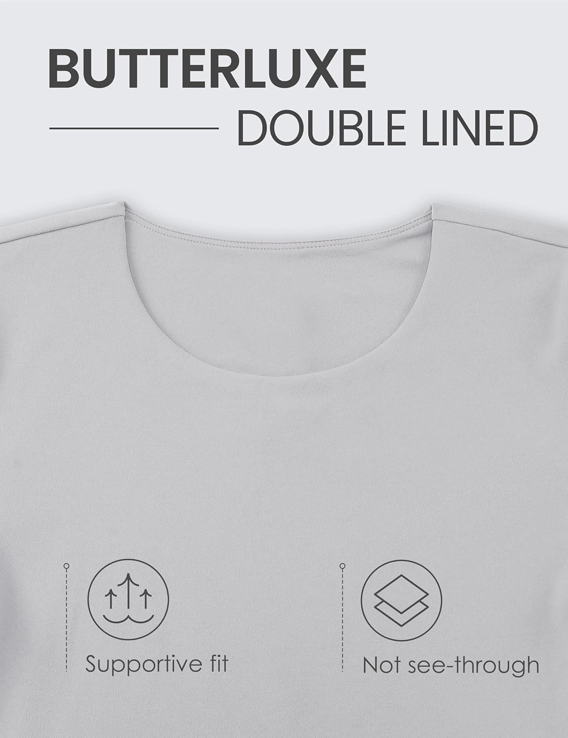 imageCRZ YOGA Womens Butterluxe Double Lined Short Sleeve Crop Tops Crew Neck Casual Workout TShirt Cute Basic TeeGull Gray