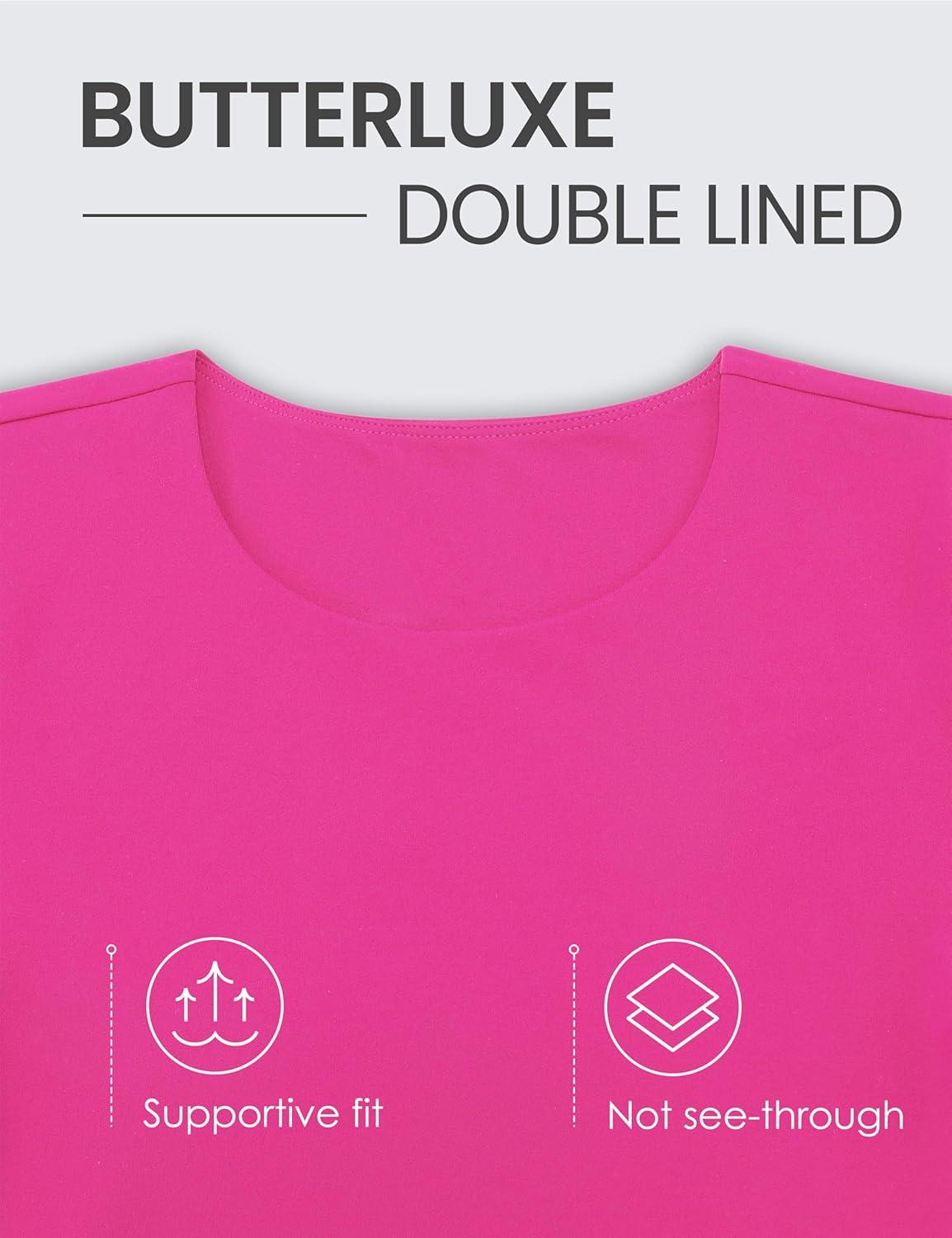 imageCRZ YOGA Womens Butterluxe Double Lined Short Sleeve Crop Tops Crew Neck Casual Workout TShirt Cute Basic TeeHibiscus Purple