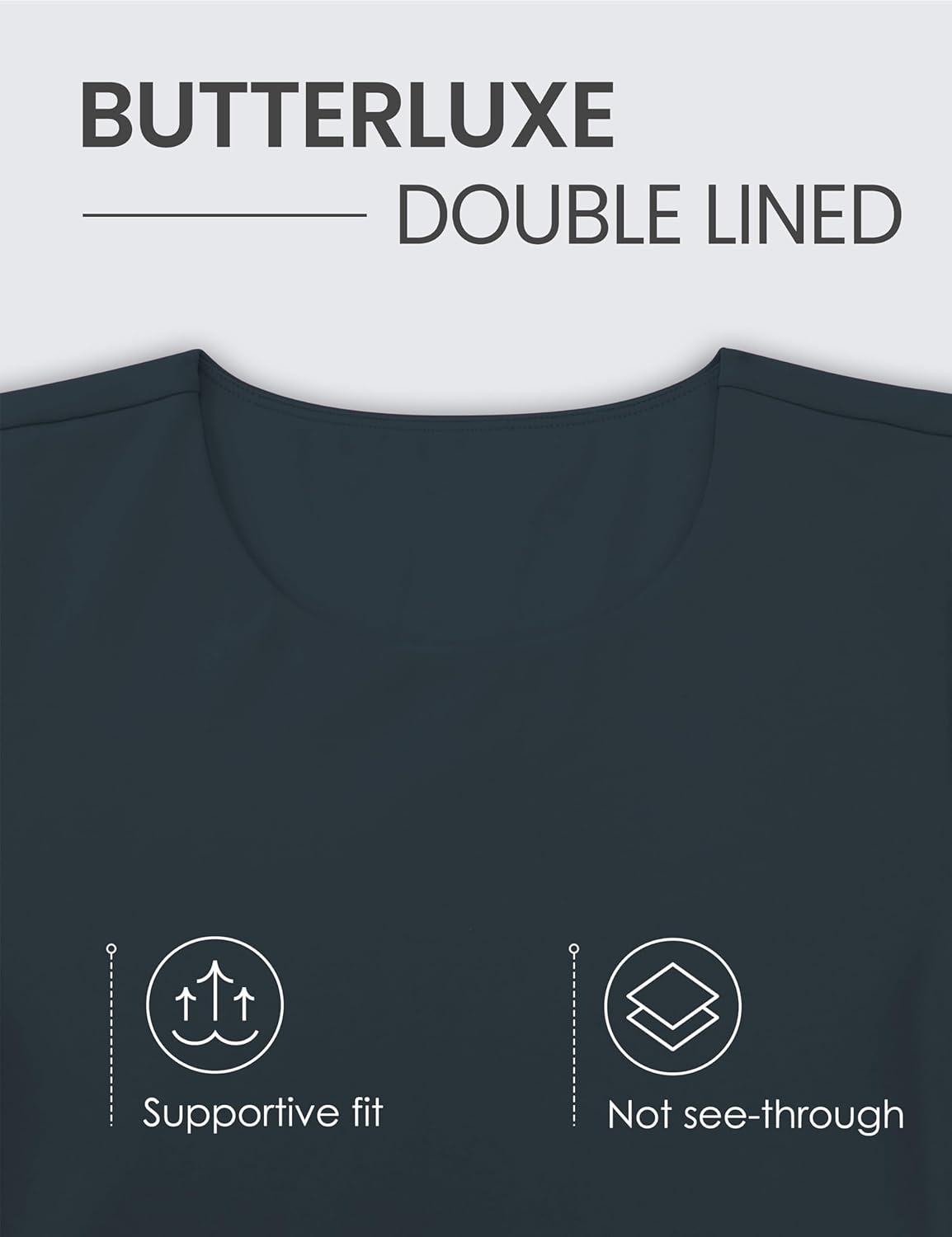 imageCRZ YOGA Womens Butterluxe Double Lined Short Sleeve Crop Tops Crew Neck Casual Workout TShirt Cute Basic TeeTrue Navy