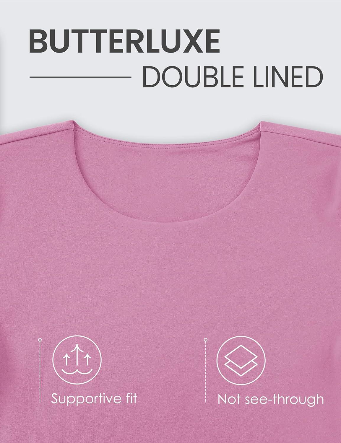 imageCRZ YOGA Womens Butterluxe Double Lined Short Sleeve Crop Tops Crew Neck Casual Workout TShirt Cute Basic TeeVelvet Dust