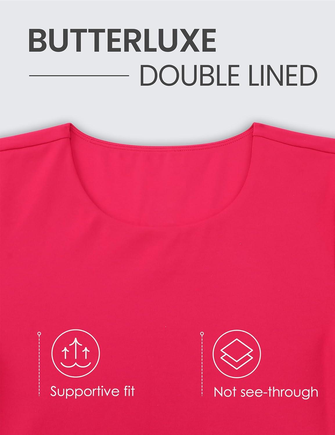 imageCRZ YOGA Womens Butterluxe Double Lined Short Sleeve Crop Tops Crew Neck Casual Workout TShirt Cute Basic TeeViva Magenta