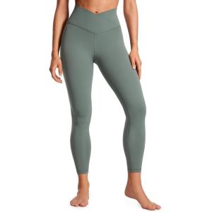 CRZ YOGA Butterluxe Crossover Waist Leggings 25″ – V Crossover High Waisted Gym Workout Yoga Womens(Grey Sage)