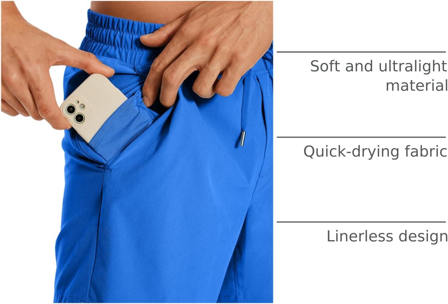 imageCRZ YOGA Mens Linerless Workout Shorts 5 Lightweight Quick Dry for Running Sports Athletic Gym with PocketsSparkle Blue