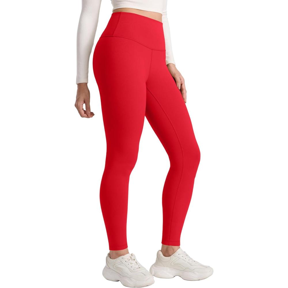 imageCRZ YOGA Matte Fleece Lined Leggings 28 Thermal Casual Lounge Workout Womens Yoga Full Length Pants Winter WarmAurora Red