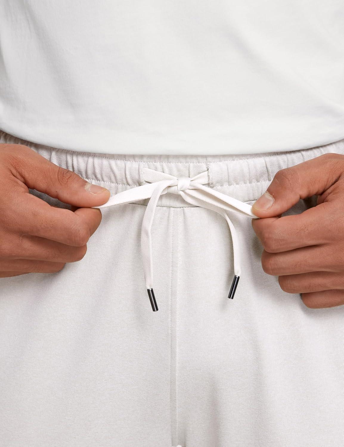 imageCRZ YOGA Cloud Jersey Lightweight Sweatpants for Men 30quot Workout Casual Yoga Lounge Open Bottom Pants with Zipper PocketsMilky White