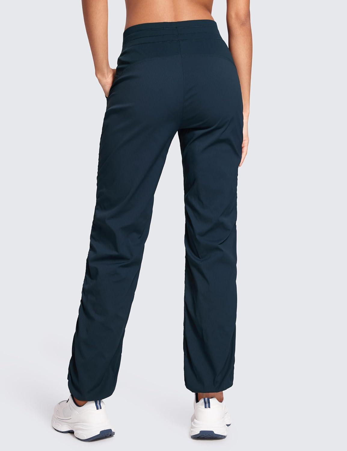 imageCRZ YOGA Lightweight Straight Leg Workout Pants for Women 283032 Ruched Casual Work Athletic Joggers with PocketsInk Blue